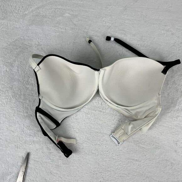 Victoria Secret Swim Bikini Top 36DD Fabulous Black White Colorblock Vintage - Picture 7 of 7